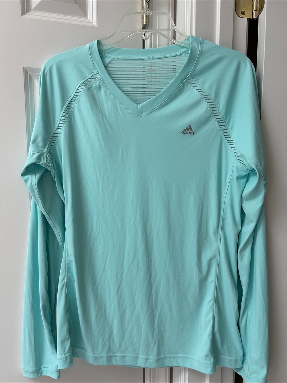 adidas Women's Long-Sleeve V-Neck Top - Aqua